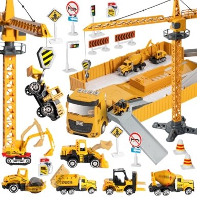 VAIKŠKO VISUREIGIO SU AUTOMOBILIUKAIS IR STATYBŲ KRANO RINKINYS, 53040