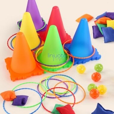 WOOPIE Sporto žaidimų Rinkinys 3in1, Bokšteliai + žiedai + Maišeliai, 30 dalių, 54023 WOOPIE Sporto žaidimų Rinkinys 3in1, Bokšteliai + žiedai + Maišeliai, 30 dalių, 54023