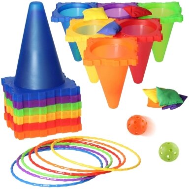 WOOPIE Sporto žaidimų Rinkinys 3in1, Bokšteliai + žiedai + Maišeliai, 30 dalių, 54023 WOOPIE Sporto žaidimų Rinkinys 3in1, Bokšteliai + žiedai + Maišeliai, 30 dalių, 54023