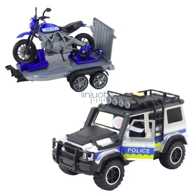 WOOPIE Tereninis Policijos Automobilis su Prailginta Motociklo Priekaba, 57253 WOOPIE Tereninis Policijos Automobilis su Prailginta Motociklo Priekaba, 57253