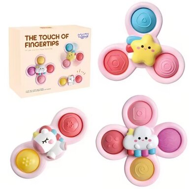 WOOPIE BABY Kosminis spinneris Pop-it  Sensorinis žaislas  Keičiami 3 vnt Rožinis.