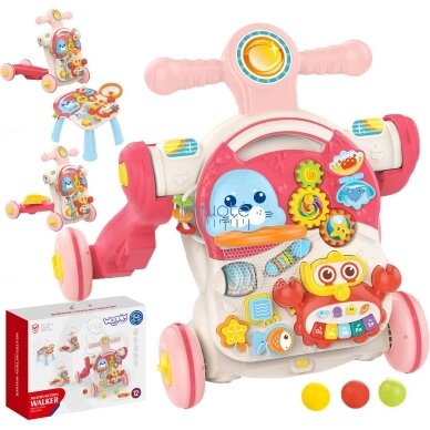 WOOPIE BABY Stumdomas Vežimėlis Edukacinis Stalas Pasivažinėjimui 4in1
