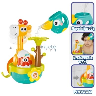 Woopie Baby Vonios Žaislas Žirafa su Piltuvėliu ir Siurbtuku 54726 6