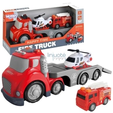 WOOPIE RAUDONA GAISRINĖS PRIEKABA CITY TRUCK GARSO IR ŠVIESOS EFEKTAI, 53156 WOOPIE RAUDONA GAISRINĖS PRIEKABA CITY TRUCK GARSO IR ŠVIESOS EFEKTAI, 53156