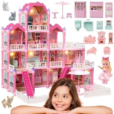 WOOPIE Namelis lėlėms Villa su priedais ir lėle 296 d., 56997