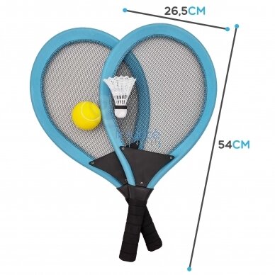 WOOPIE DIDELIS VAIKŲ BADMINTONO TENISO RAKEČIŲ RINKINYS, 40888 3 WOOPIE DIDELIS VAIKŲ BADMINTONO TENISO RAKEČIŲ RINKINYS, 40888 3