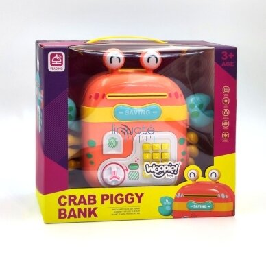 WOOPIE Elektroninė Kasininkė Seifas Bankomatas su Slaptažodžiu Krabas Kuprinė Oranžinė 8