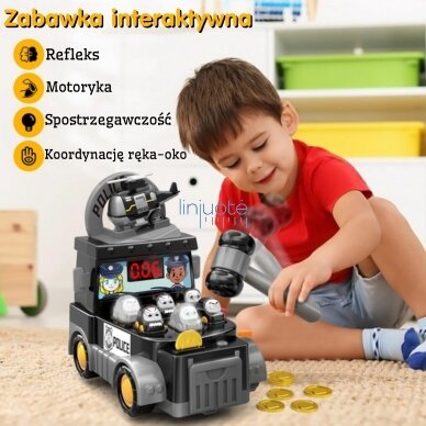 WOOPIE Vikrumo Žaidimas „Smūgiuok Plaktuku – Kalamas Policijos Automobilis su Priedais“ 55143 2