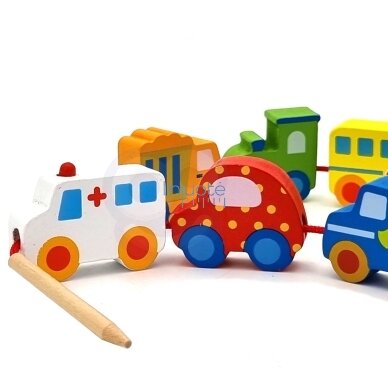 WOOPIE GREEN Mediniai Siūlų Vėrimo Rinkinys Transporto Priemonės Automobiliai 13 vnt. 12 WOOPIE GREEN Mediniai Siūlų Vėrimo Rinkinys Transporto Priemonės Automobiliai 13 vnt. 12
