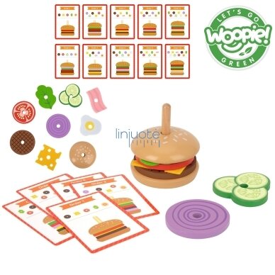 WOOPIE GREEN Medinis Burger Restoranas Dėlionė Vaikams 15 d. FSC sertifikatas