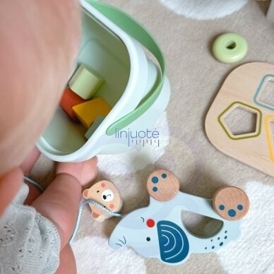 WOOPIE GREEN Dėžutė Rūšiuoklė Box 3v1 Kaladėlės Piramidė Dramblys FSC, 49669 3