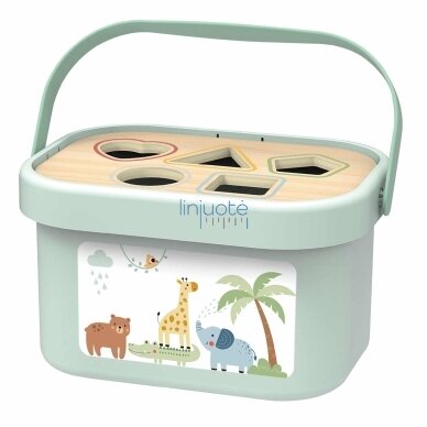 WOOPIE GREEN Dėžutė Rūšiuoklė Box 3v1 Kaladėlės Piramidė Dramblys FSC, 49669 11