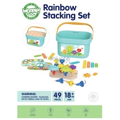 WOOPIE GREEN Montessori mokymosi rinkinys Smeigtukai dėžutėje Stulpeliai Veržlės 2