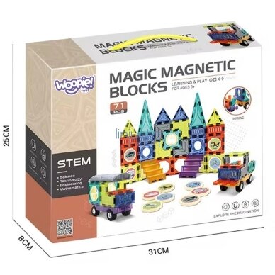 WOOPIE MAGNETINIAI 3D KONSTRUKTORIAI RINKINYS PILIS TRANSPORTO PRIEMONĖS 71EL., 54870 4