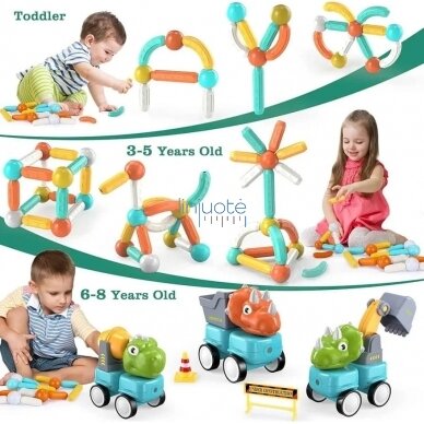 WOOPIE Magnetinės konstrukcinės dinozaurų kaladėlės 84 el. 51008 3 WOOPIE Magnetinės konstrukcinės dinozaurų kaladėlės 84 el. 51008 3