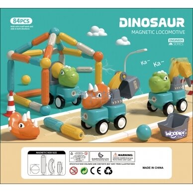 WOOPIE Magnetinės konstrukcinės dinozaurų kaladėlės 84 el. 51008 15