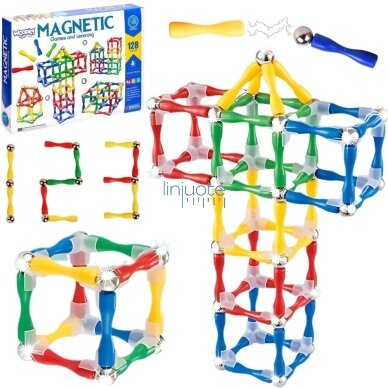 WOOPIE MAGNETINIAI KONSTRUKCINIAI 3D KALADĖLIAI 128 EL., XXL, 55907