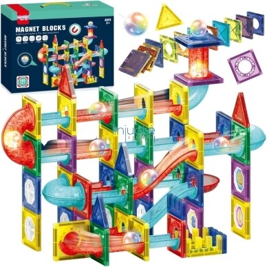 WOOPIE MAGNETINIAI 3D KONSTRUKTORIAUS BLOKAI, EDUKACINIS RINKINYS „KAMUOLIUKŲ TRASA“, 105EL., 54849