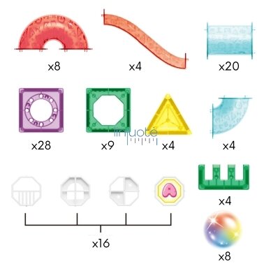 WOOPIE MAGNETINIAI 3D KONSTRUKTORIAUS BLOKAI, EDUKACINIS RINKINYS „KAMUOLIUKŲ TRASA“, 105EL., 54849  2