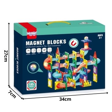 WOOPIE MAGNETINIAI 3D KONSTRUKTORIAUS BLOKAI, EDUKACINIS RINKINYS „KAMUOLIUKŲ TRASA“, 105EL., 54849 3 WOOPIE MAGNETINIAI 3D KONSTRUKTORIAUS BLOKAI, EDUKACINIS RINKINYS „KAMUOLIUKŲ TRASA“, 105EL., 54849 3