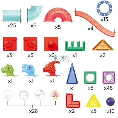 WOOPIE MAGNETINIAI 3D KONSTRUKTORIAUS BLOKAI, EDUKACINIS RINKINYS „KAMUOLIUKŲ TRASA“, 170 EL., 54863 2