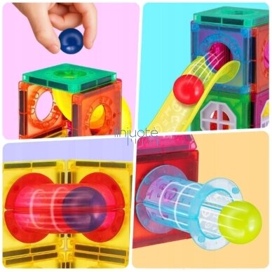 WOOPIE MAGNETINIAI 3D STATYBINIAI BLOKAI, MOKOMASIS RINKINYS „BALL TRACK“, 42EL,. 54917 2