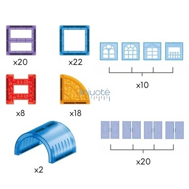 WOOPIE MAGNETINIAI STATYBINIAI 3D BLOKAI, EDUKACINIS RINKINYS „PILIS“, 100 EL., 54856 2