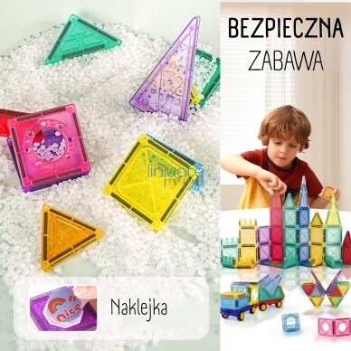 WOOPIE MAGNETINIAI 3D KONSTRUKTORIAUS BLOKAI. MOKOMASIS RINKINYS „PILIS IR TRANSPORTO PRIEMONĖS“, 110 EL., 54979 4