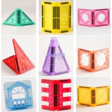 WOOPIE MAGNETINIAI 3D KONSTRUKTORIAUS BLOKAI. MOKOMASIS RINKINYS „PILIS IR TRANSPORTO PRIEMONĖS“, 110 EL., 54979 5