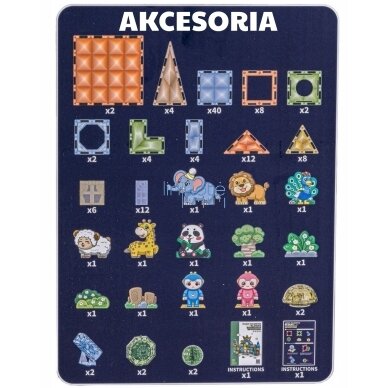 WOOPIE MAGNETINIAI KONSTRUKCINIAI ŠVIEČIANTYS 3D GYVŪNŲ PASAULIS 124 EL., 55938 4