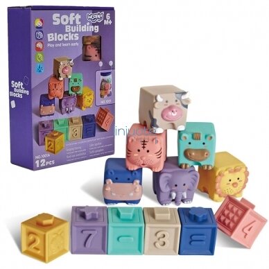 WOOPIE BABY SENSORINIAI BLOKAI SQUEEZE PUZZLE GARSO MOKYMASIS, SKAIČIAVIMAS 12 VNT., 31224