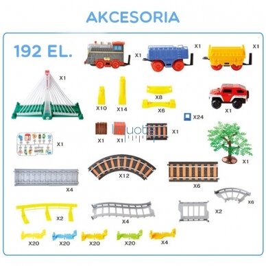 ELEKTRONINIS GELEŽINKELIS 2IN1, LENKTYNIŲ TRASA, TRAUKINYS, VIADUKAS, VAGONAS, 192 EL., 30425 2 ELEKTRONINIS GELEŽINKELIS 2IN1, LENKTYNIŲ TRASA, TRAUKINYS, VIADUKAS, VAGONAS, 192 EL., 30425 2