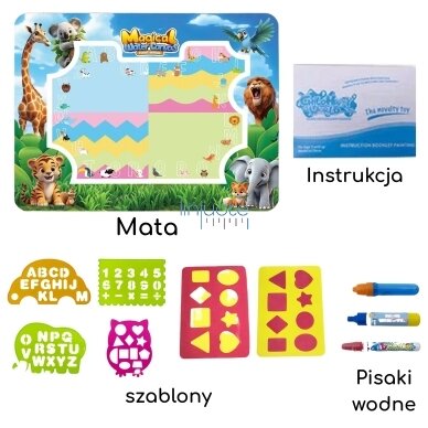 Vandens Piešimo Kilimėlis su raidėmis ir  skaičiais "Safari ", 56058 2