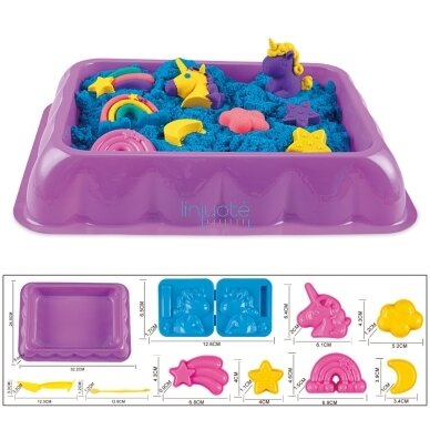 WOOPIE KINETINIS SMĖLIS 0,6 KG RINKINYS VIENARAGIS STALAS SU FORMELĖMIS, 54788 1