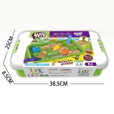 WOOPIE KINETINIS SMĖLIS 1,5 KG XXL ZOO SAFARI STALAS SU FORMELĖMIS, 54825 3