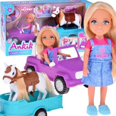 WOOPIE ROYAL Lėlytė Niki Rinkinys su Arkliu, Automobiliu ir Priekaba, 57642