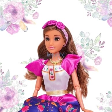 WOOPIE ROYAL Lėlės Pasaulio Moterys Lily Meksikietė Tradicinė Gėlių Rašto Apranga, 57987 2