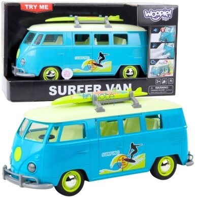 WOOPIE Automobilis Bus Surfing Klasikinis Mėlynas Su Šviesos Ir Garso Efektais Modelis, 57208 WOOPIE Automobilis Bus Surfing Klasikinis Mėlynas Su Šviesos Ir Garso Efektais Modelis, 57208