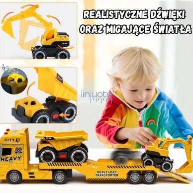 WOOPIE Automobilis su priekaba ir statybinėmis mašinomis, 55358 5