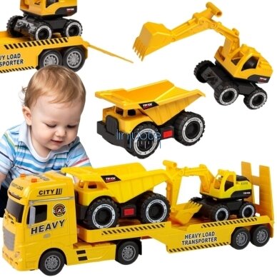 WOOPIE Automobilis su priekaba ir statybinėmis mašinomis, 55358