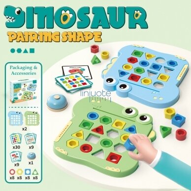 MONTESSORI DINOZAURŲ DĖLIONĖ, SUDERINK FORMAS, 50940 5 MONTESSORI DINOZAURŲ DĖLIONĖ, SUDERINK FORMAS, 50940 5