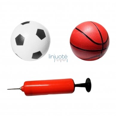 RINKINYS 2IN1, KREPŠINIO, FUTBOLO VARTAI + KAMUOLIAI IR POMPA, 51107 2 RINKINYS 2IN1, KREPŠINIO, FUTBOLO VARTAI + KAMUOLIAI IR POMPA, 51107 2