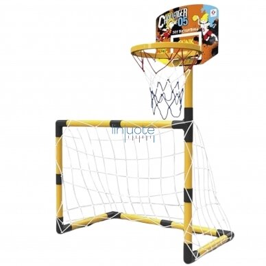 RINKINYS 2IN1, KREPŠINIO, FUTBOLO VARTAI + KAMUOLIAI IR POMPA, 51107 3 RINKINYS 2IN1, KREPŠINIO, FUTBOLO VARTAI + KAMUOLIAI IR POMPA, 51107 3