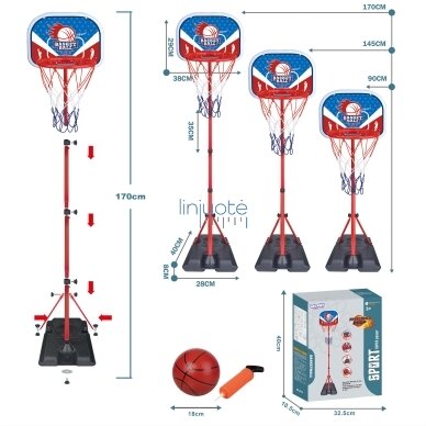 WOOPIE REGULIUOJAMO AUKŠČIO 90-170CM STOVINTIS KREPŠINIO RINKINYS + KAMUOLYS, 50391 6 WOOPIE REGULIUOJAMO AUKŠČIO 90-170CM STOVINTIS KREPŠINIO RINKINYS + KAMUOLYS, 50391 6