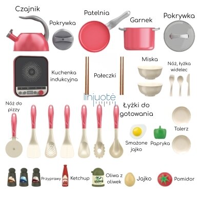 WOOPIE Mažojo Virėjo Rinkinys – Indukcinė Viryklė, Puodai, Keptuvė, Virdulys, Rožinis, 30 el. 56515 3