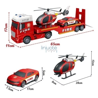 WOOPIE gaisrinių transporto priemonių rinkinys – tralas, sraigtasparnis ir automobilis su šviesomis ir garsais 55341 7 WOOPIE gaisrinių transporto priemonių rinkinys – tralas, sraigtasparnis ir automobilis su šviesomis ir garsais 55341 7