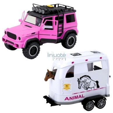 WOOPIE Rinkinys Rožinis Tereninis Automobilis su Priekaba ir Arklio Figūrėle, 57260 1 WOOPIE Rinkinys Rožinis Tereninis Automobilis su Priekaba ir Arklio Figūrėle, 57260 1